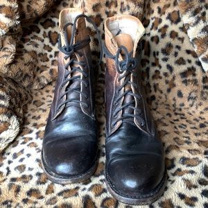 FREEBIRD by Steven Ombré Distressed Lace-up Combat Boots